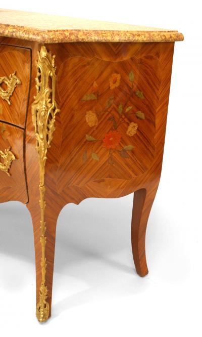French Louis XV Style Veneer and Bronze Trimmed Commode