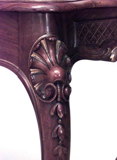 French Louis XV Style Walnut and Gilt Console Table