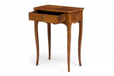 French Louis XV Tulipwood Cabriole Leg Side Table
