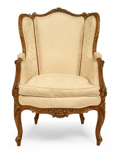 French Louis XV Walnut Bergere Arm Chair