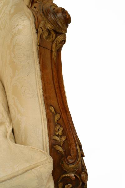 French Louis XV Walnut Bergere Arm Chair