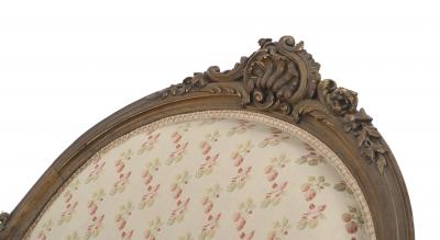 French Louis XV Walnut Floral Chaise