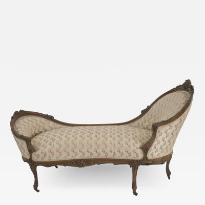 French Louis XV Walnut Floral Chaise