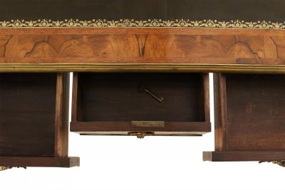 French Louis XV style Leather Top Wood and Brass Desk
