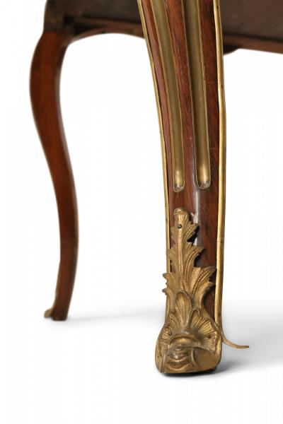 French Louis XV style Leather Top Wood and Brass Desk