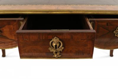 French Louis XV style Leather Top Wood and Brass Desk