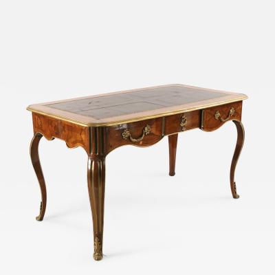 French Louis XV style Leather Top Wood and Brass Desk