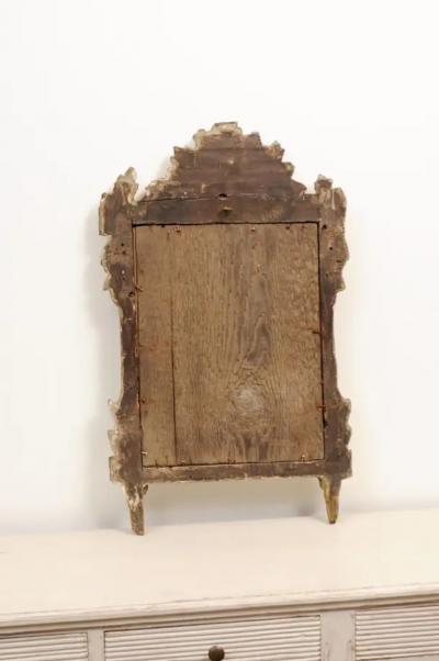 French Louis XVI 18th Century Giltwood Mirror with Carved Bouquet of Flowers