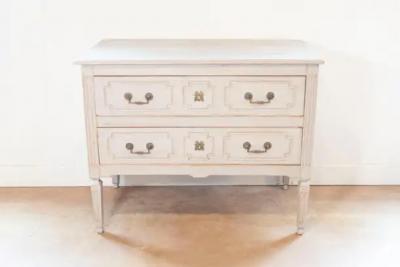 French Louis XVI 18th Century Painted Two Drawer Commode with Fluted Accents