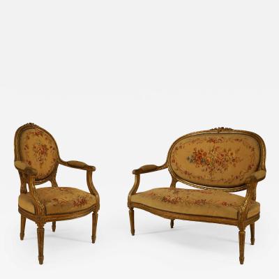 French Louis XVI Aubusson 5 Piece Living Room Set