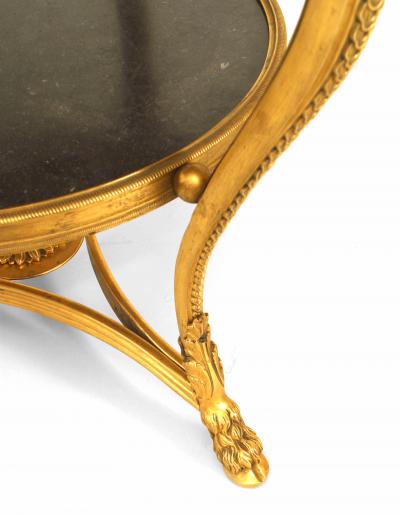 French Louis XVI Bronze Dore Ram and Marble End Table