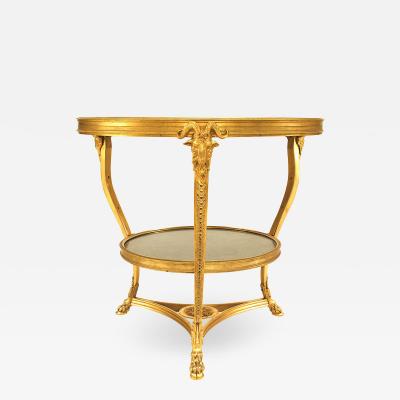 French Louis XVI Bronze Dore Ram and Marble End Table