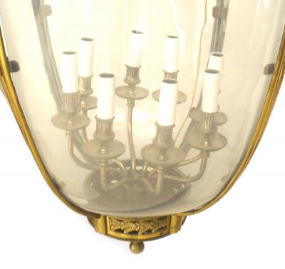 French Louis XVI Bronze Dore and Glass Hanging Lantern