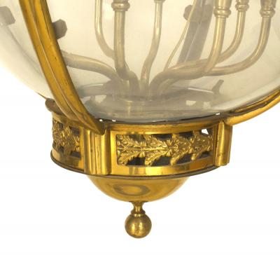French Louis XVI Bronze Dore and Glass Hanging Lantern