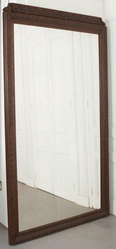 French Louis XVI Carved Oak Over Mantel Mirror