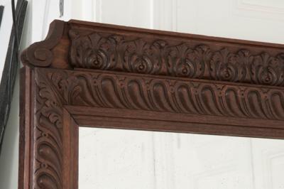 French Louis XVI Carved Oak Over Mantel Mirror