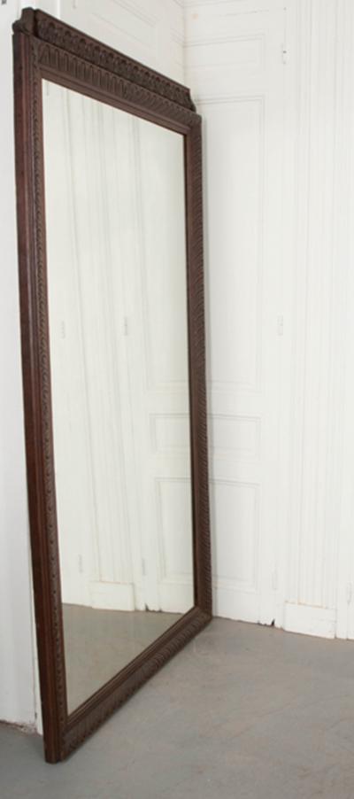 French Louis XVI Carved Oak Over Mantel Mirror