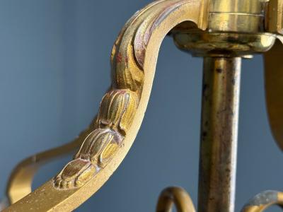 French Louis XVI Chandeliers Dore Bronze Crystal France 19th Century