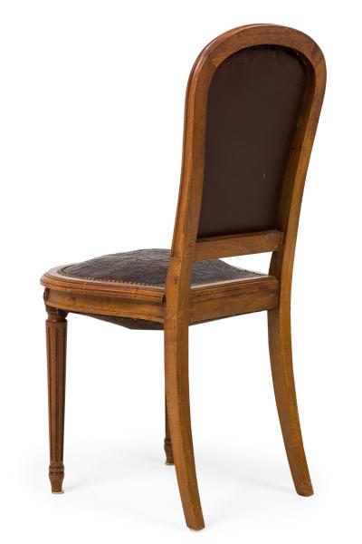French Louis XVI Coat of Arm Embossed Side Chair