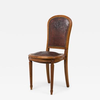 French Louis XVI Coat of Arm Embossed Side Chair