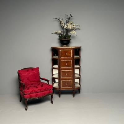 French Louis XVI Demilune Chest of Drawers Vitrine Showcase Cabinet