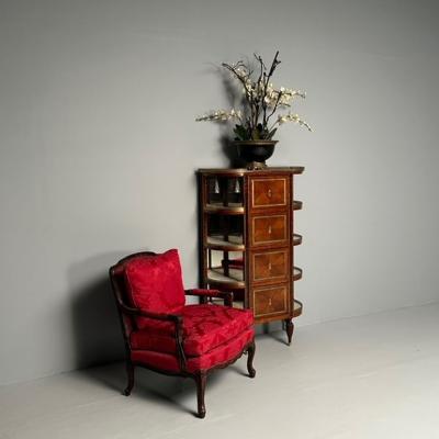 French Louis XVI Demilune Chest of Drawers Vitrine Showcase Cabinet