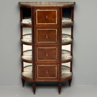 French Louis XVI Demilune Chest of Drawers Vitrine Showcase Cabinet