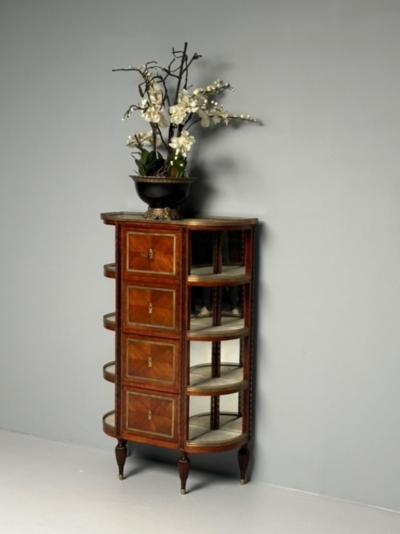 French Louis XVI Demilune Chest of Drawers Vitrine Showcase Cabinet