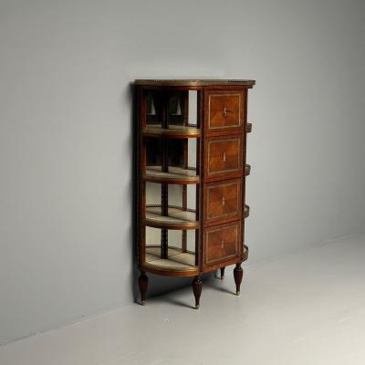 French Louis XVI Demilune Chest of Drawers Vitrine Showcase Cabinet