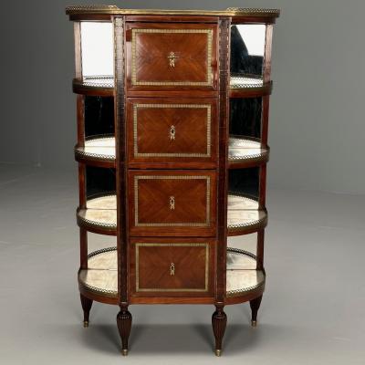 French Louis XVI Demilune Chest of Drawers Vitrine Showcase Cabinet