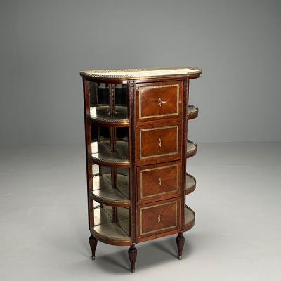 French Louis XVI Demilune Chest of Drawers Vitrine Showcase Cabinet
