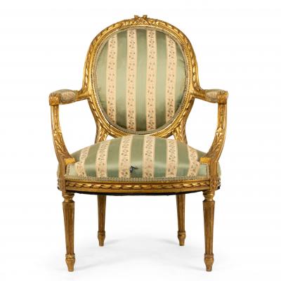 French Louis XVI Gilt Arm Chair