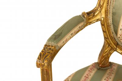 French Louis XVI Gilt Arm Chair