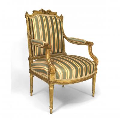 French Louis XVI Gilt Arm Chair