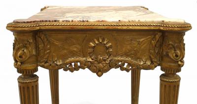 French Louis XVI Gilt Marble End Table