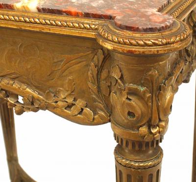 French Louis XVI Gilt Marble End Table