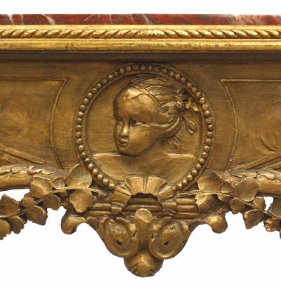 French Louis XVI Gilt Marble End Table