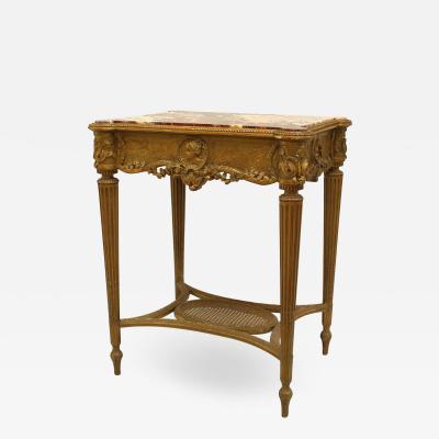 French Louis XVI Gilt Marble End Table