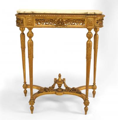 French Louis XVI Gilt and White Marble Console Table