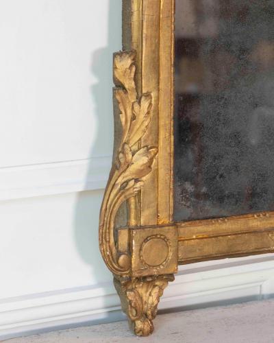 French Louis XVI Giltwood Mirror with Urn Garland Pediment 18th c 