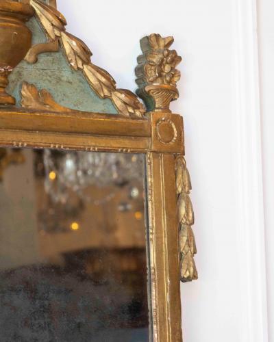 French Louis XVI Giltwood Mirror with Urn Garland Pediment 18th c 