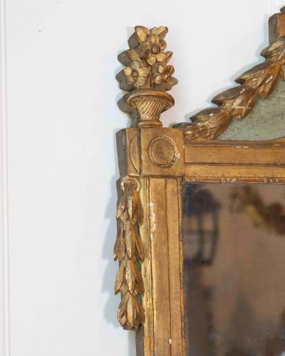 French Louis XVI Giltwood Mirror with Urn Garland Pediment 18th c 