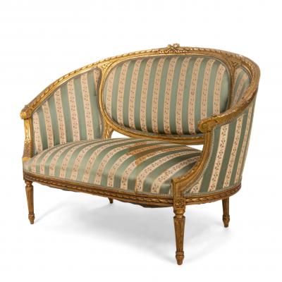 French Louis XVI Green Striped Upholstery