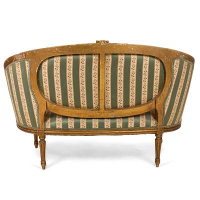 French Louis XVI Green Striped Upholstery