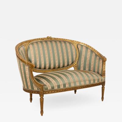 French Louis XVI Green Striped Upholstery