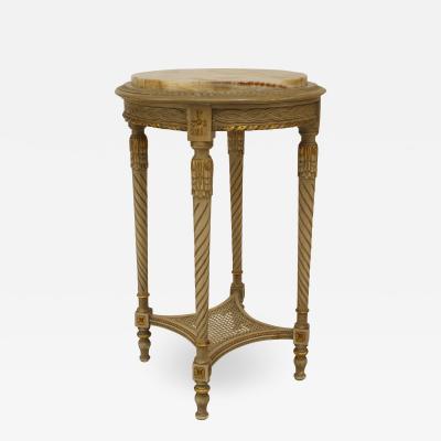 French Louis XVI Grey Painted Marble Top End Table