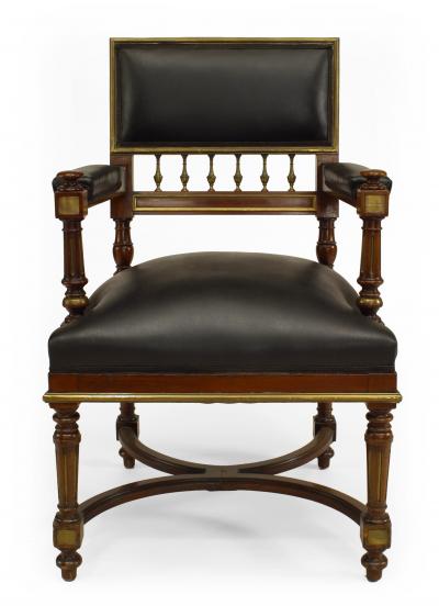 French Louis XVI Leather Arm Chairs