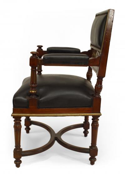 French Louis XVI Leather Arm Chairs