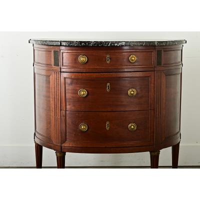French Louis XVI Mahogany Demilune Commode
