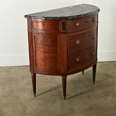 French Louis XVI Mahogany Demilune Commode